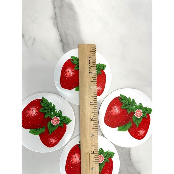 Vintage MCM Strawberry Coasters Round Rubber - Picture 2 of 3